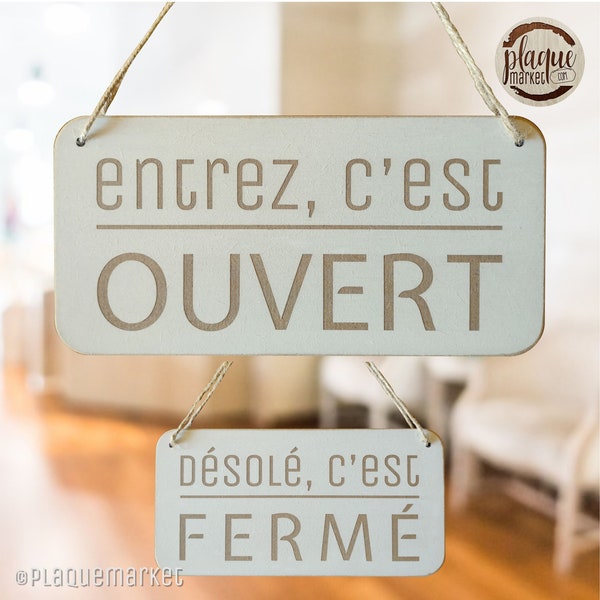 Ouvert/Fermé panneau de boutique en bois, Plaque de porte magasin, Pancarte d'entrée, Panneau de fenêtre, Panneau à Suspendre, Double face