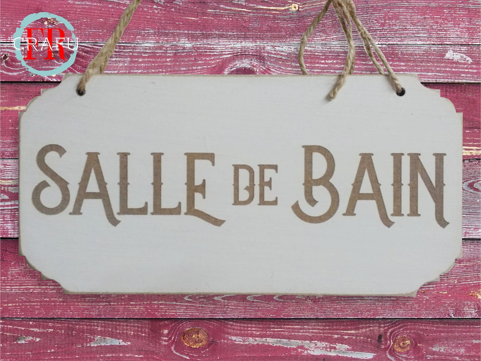 Salle de Bain plaque de porte en bois Salle de Douche panneau | Etsy
