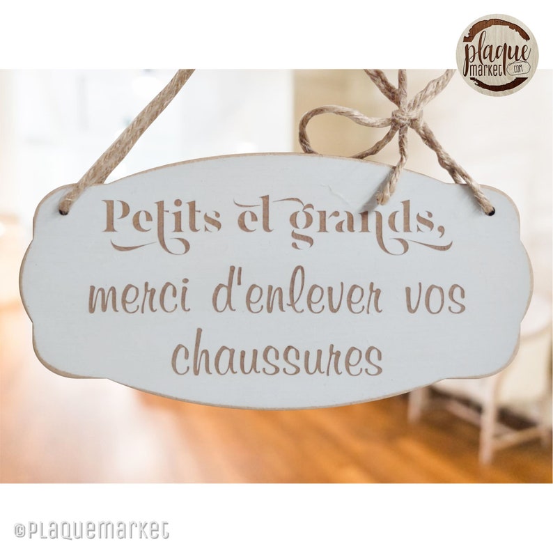 Bienvenue Veuillez Retirer Vos Chaussures Plaque de Porte en Bois Pancarte d'entrée Panneau à Suspendre Décoration de Maison Cadeau image 3