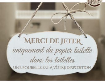Toilet rules sign, Septic system sign, Toilet paper only, Do not litter, Wooden guest toilet sign