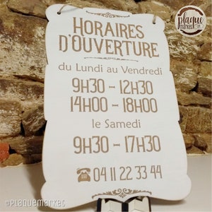 HORAIRES D'OUVERTURE plaque en bois Personnalisée panneau de porte métier Pancarte d'entrée magasin Panneau de boutique gravé Ouvert/Fermé image 4