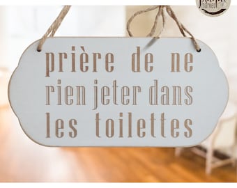 Ne pas jeter de plaque, Panneau de règles de toilette, Plaque de système septique, Papier toilette uniquement, Pancarte de WC en bois invité