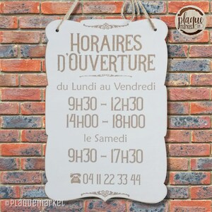 HORAIRES D'OUVERTURE plaque en bois Personnalisée panneau de porte métier Pancarte d'entrée magasin Panneau de boutique gravé Ouvert/Fermé image 2