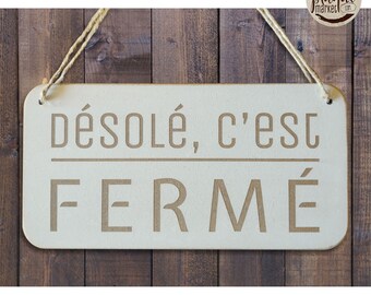 Panneau ouvert fermé en bois de 30,5 x 15,2 cm – Panneau ouvert et fermé en bois rustique pour entreprise – Panneau ouvert en bois à suspendre avec corde – Panneau ouvert