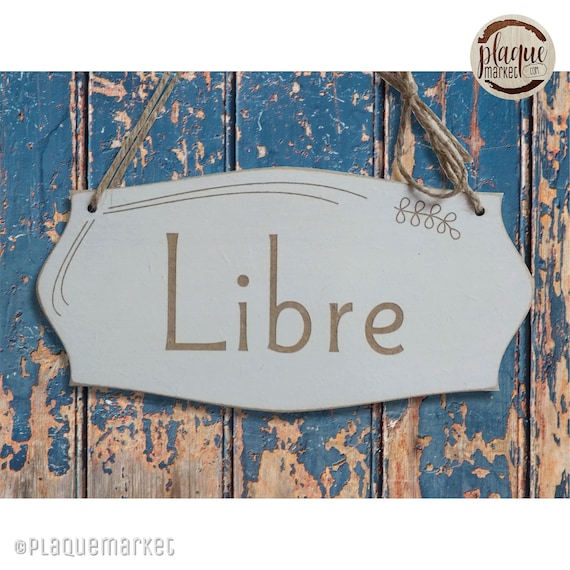 Libre/Occupé plaque de porte en bois, Panneau de toilette gravé