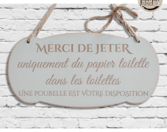 Panneau de règles de toilette, Plaque de système septique, Papier toilette uniquement, Ne pas jeter de plaque, Pancarte de WC en bois invité