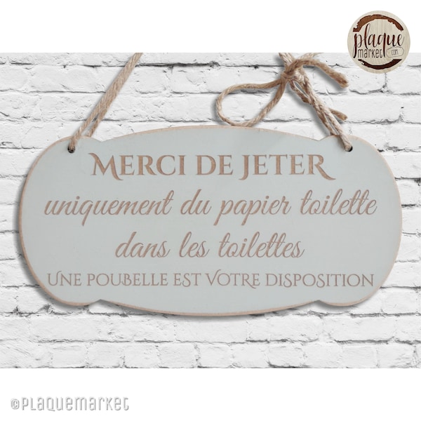 Panneau de règles de toilette, Plaque de système septique, Papier toilette uniquement, Ne pas jeter de plaque, Pancarte de WC en bois invité