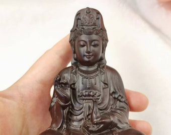 仏像 木彫り 観音菩薩 木彫り 僧侶 ヨガ 中国製 ツゲ 仏教 高級 瞑想