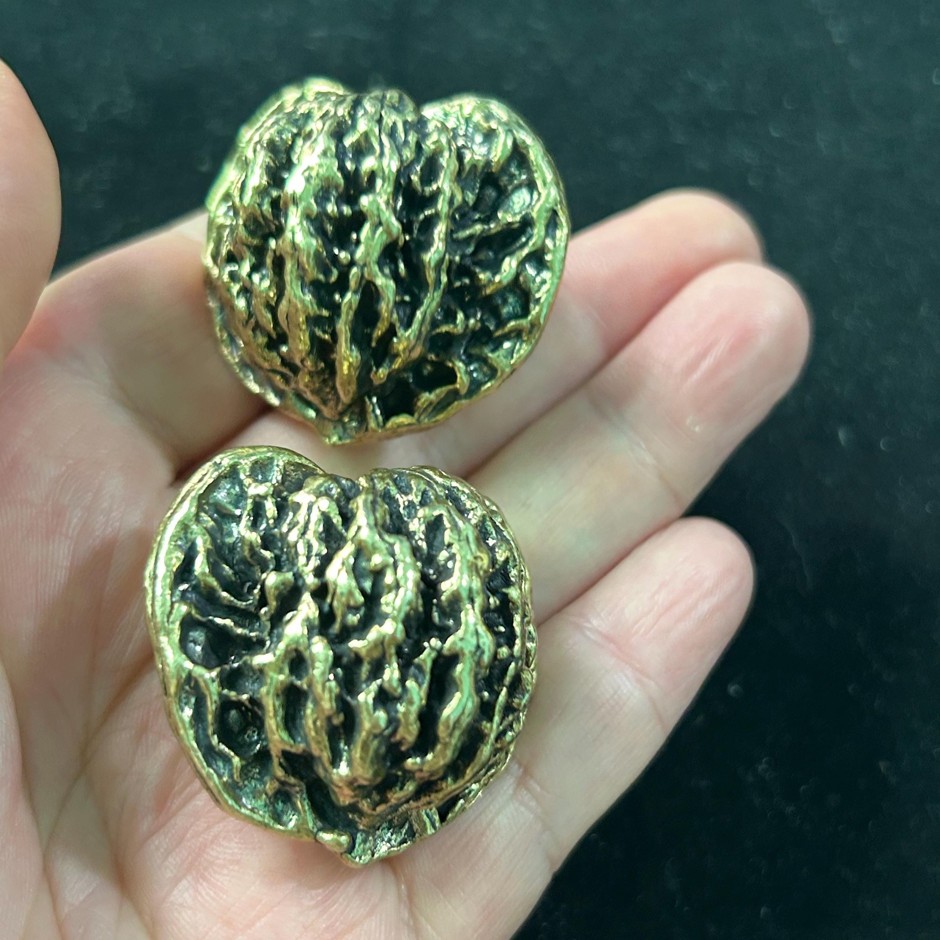 Brass Walnut Hand Exercise Balls Solid Metal Baoding Balls Vintage ...