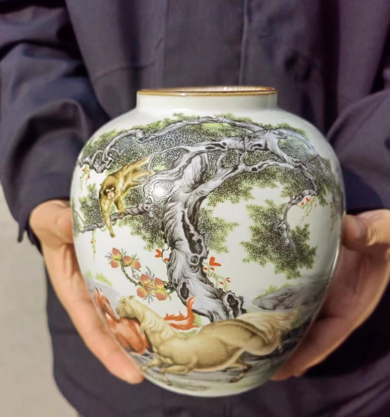 赤と金の火の鳥装飾陶器花瓶 赤と金の火の鳥装飾陶器花瓶