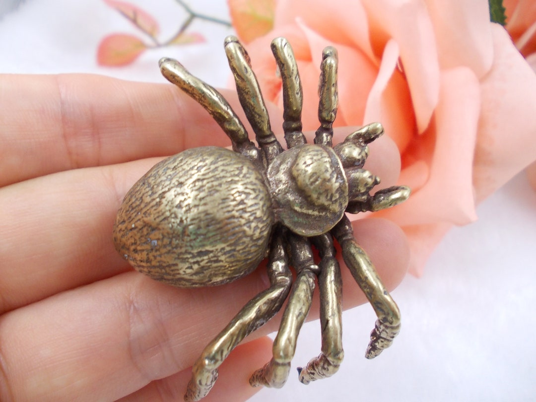 Vintage Looking Brass Spider Figurine Bronze Insect Statue Etsy