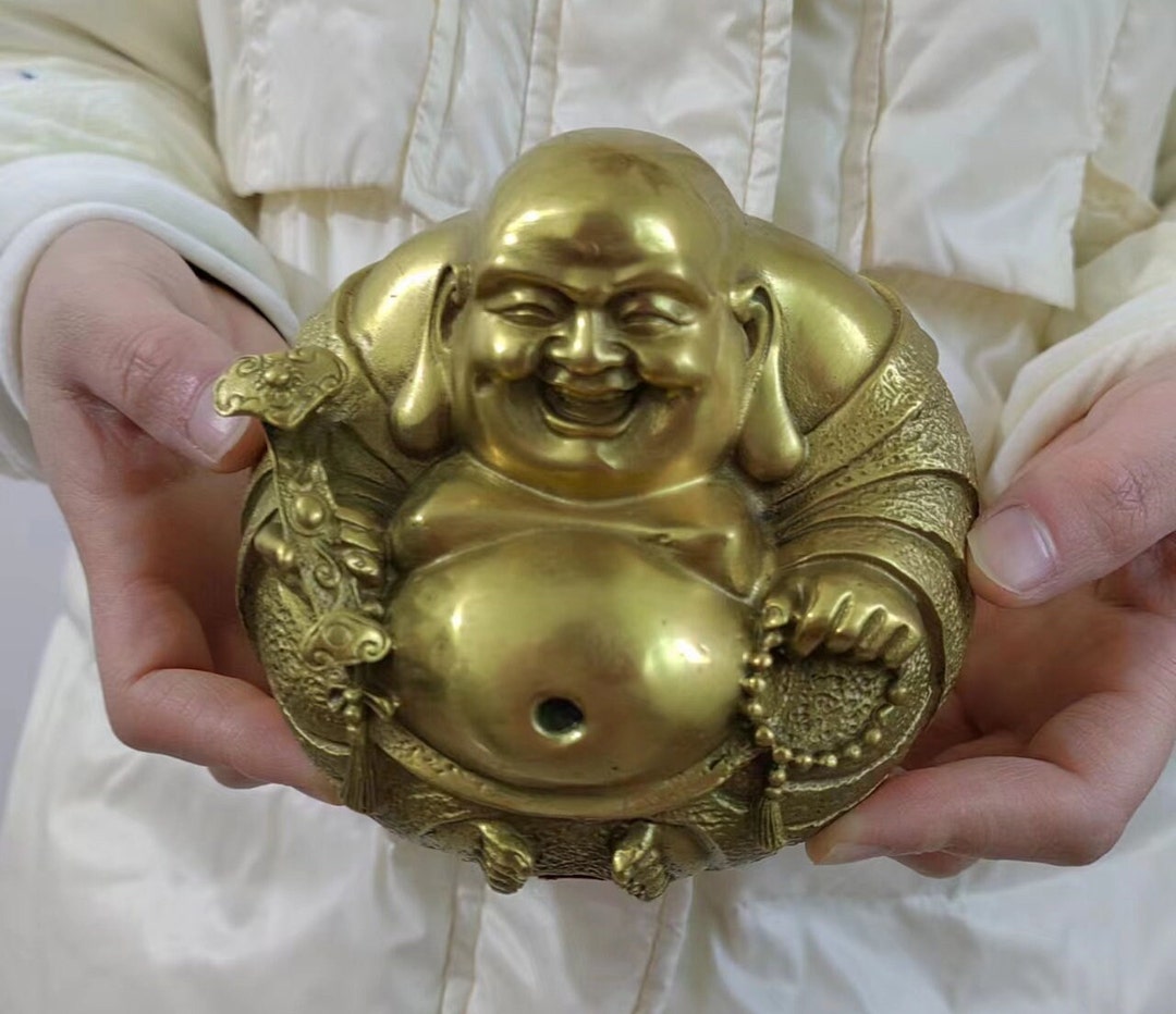 Tibet Nepal Metal Buddha Statue Laughing Maitreya Buddha Pray Blessings ...