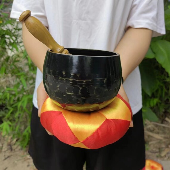 Campana Tibetana In Ottone 8 Cm - Set Per Meditazione Con Batacchio E Cuscino, Suono Rilassante Per Yoga E Relax