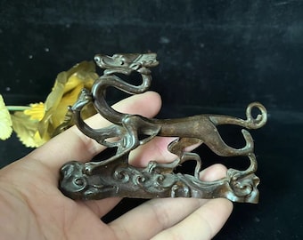 Vintage Kupfer Feng Shui Drachenstatue, königliches Design