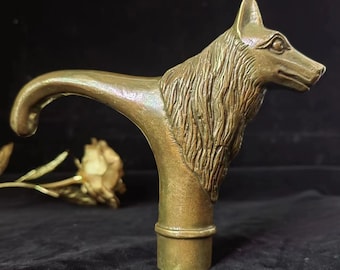 Antiqued Copper Dog Head Cane Ornament, Antique Brass Dog Face Handle Vintage Style Walking Stick Victorian Cane Umbrella Topper Cast PF2331