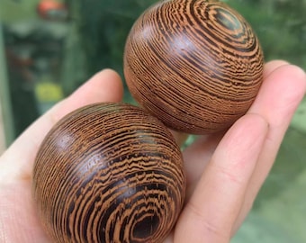 Bolas de masaje de ébano para manos, juguete de fitness de madera (par)