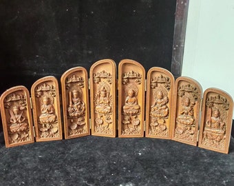 Estatua de meditación de Guanyin Bodhisattva tallada a mano en madera
