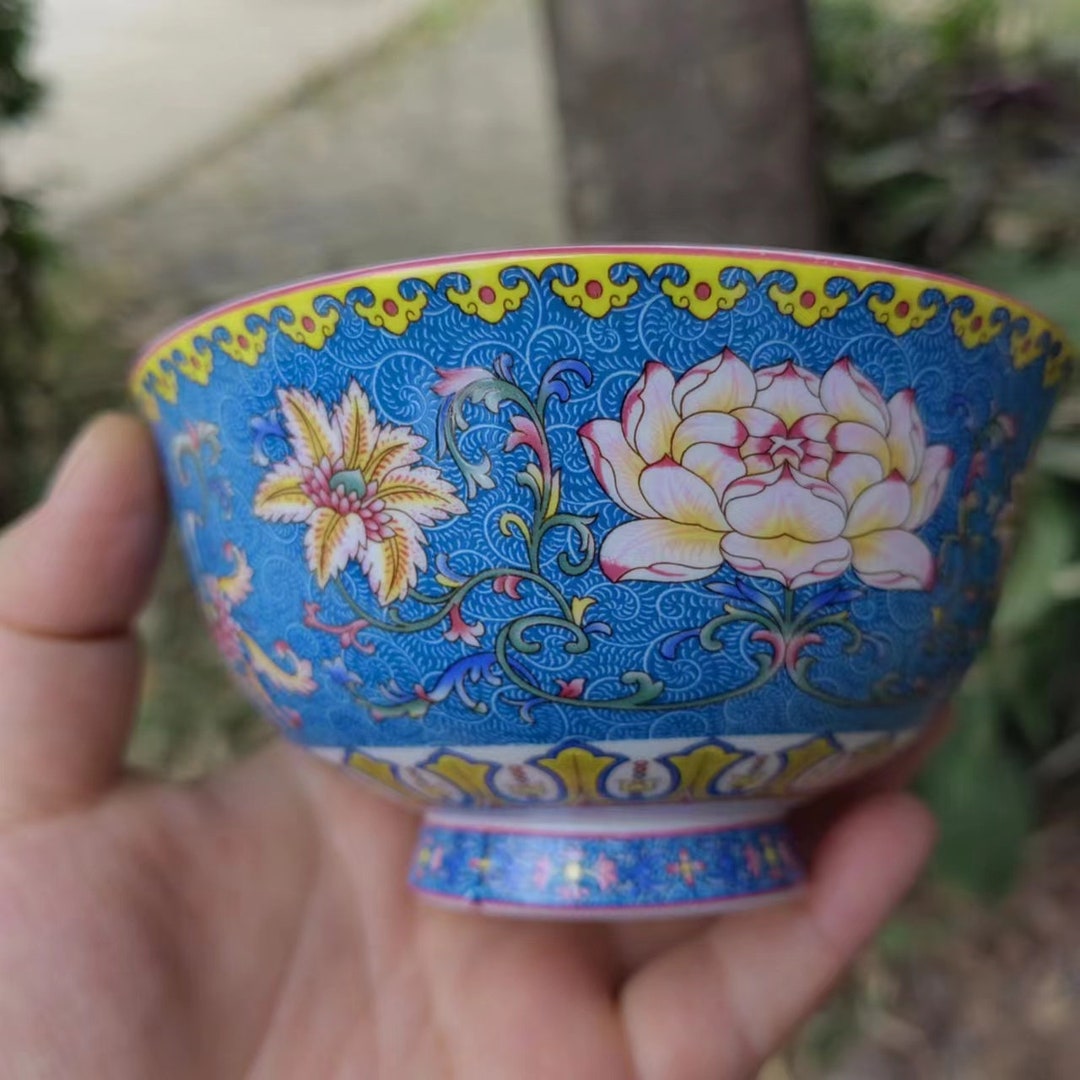 Jingdezhen Ceramic Rice Bowl, Hand-painted Floral Porcelain - Etsy