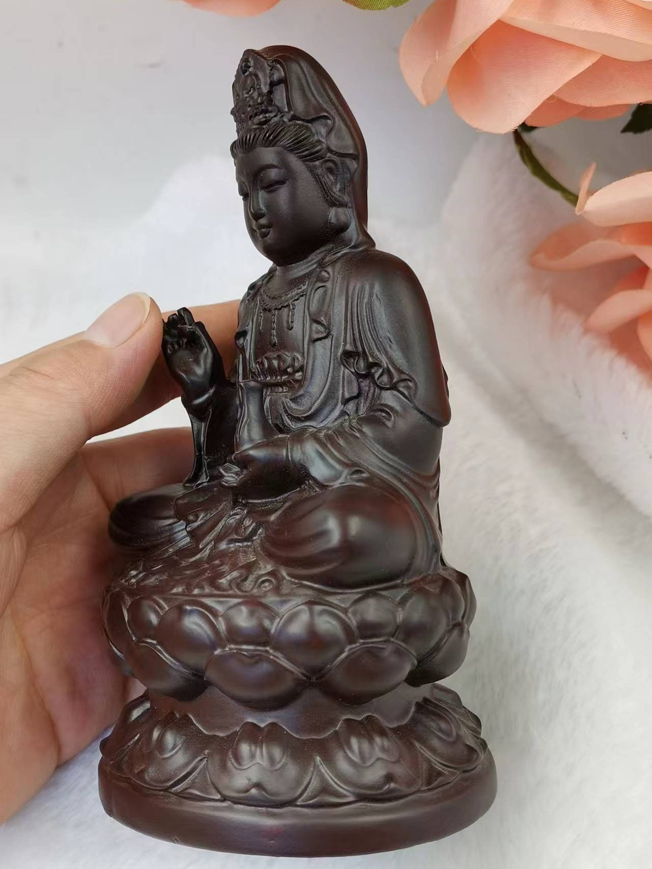 仏像 木彫り 観音菩薩 木彫り 僧侶 ヨガ 中国製 ツゲ 仏教 高級 瞑想