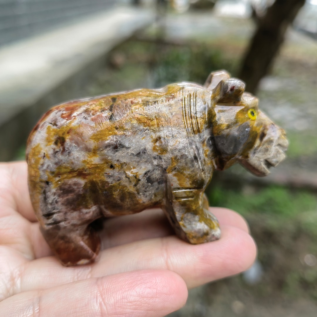 Natural Soap Stone Carved Hippo Ornaments Crystal Healing Hippopotamus