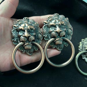 Alloy Lion Head Door Ring Set Vintage Cabinet Pull Handle Antique Furniture Hardware