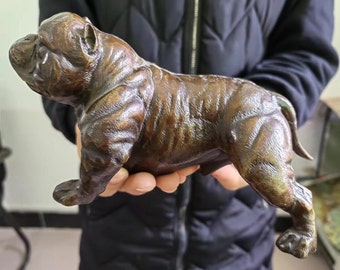 Bronze war dog,Copper Dog Figurine ornaments Realistic Animal Figure,American Bully Pitbull Figurines Bull Terrier Dog Pet Healing PF080