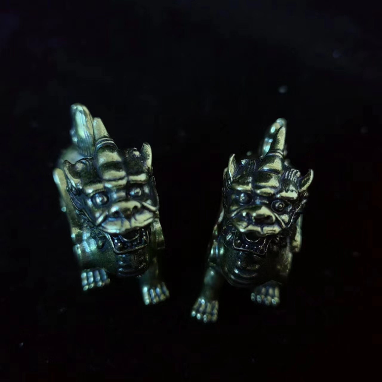Brass Pixiu Statue Pair Antique Copper Feng Shui Wealth Guardian ...