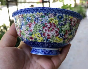 ヴィンテージ景徳鎮青白磁ボウル：手描き抽象デザイン - Etsy 日本