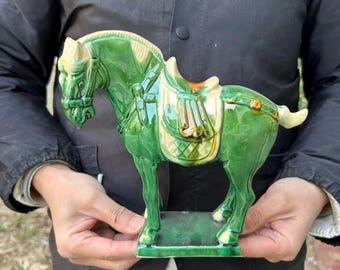 ヴィンテージ 景徳鎮 中国製 ターコイズ磁器 馬 8体セット 世紀中頃 未