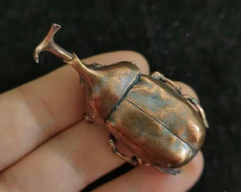 Decorations Simulation Taurus Insect Desk Decoration Crafts Gift Brass Insects Home Living Room Ornaments,Red Copper Beetle Statue gift P167