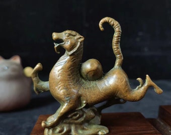 Feng Shui Wealth Pixiu Statue Feng Shui Decor Kirin Pi Yao, Bronze unicorn Figurine, Foo-Dogs Lion Temple Guardian,Fengshui Decor gift PF315