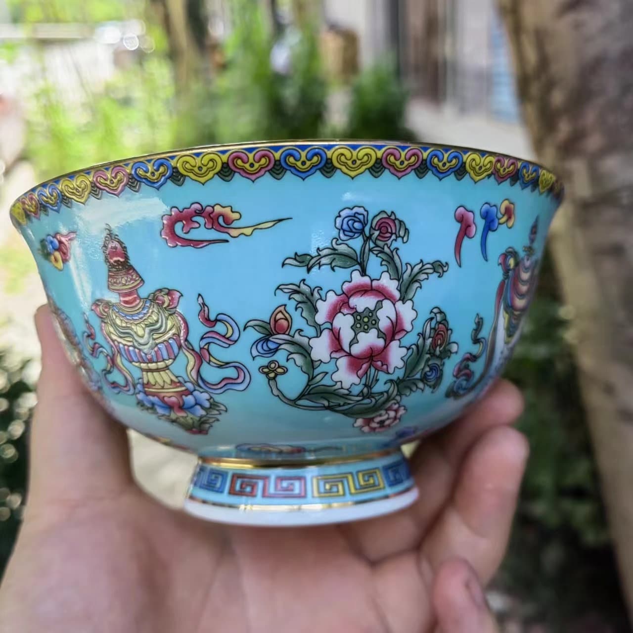 1114中国　清時代　青華花卉紋中皿② アンティーク　送料込み1115 アンティーク中国食器 - Etsy 日本
