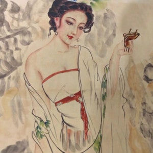 Vecchio acquerello senza cornice, dipinto a mano, ritratto di bellezza antica cinese, calligrafia, dipinto di base senza cornice, dipinti antichi P642