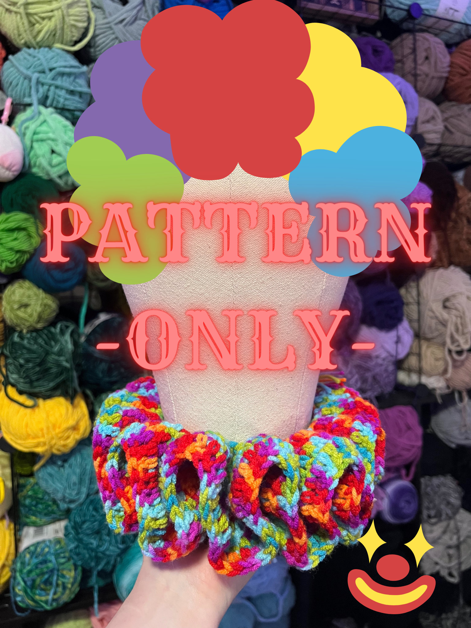 Clown Ruffle Pattern (PDF) | Crochet Clown Collar - Etsy UK