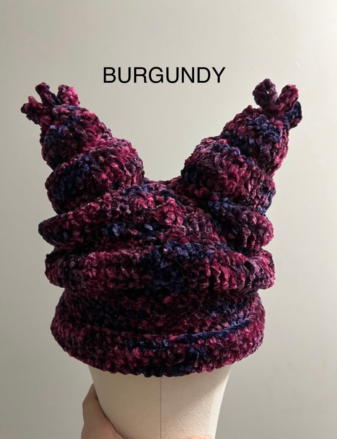 Burgundy Crochet Hat - Etsy display picture 3