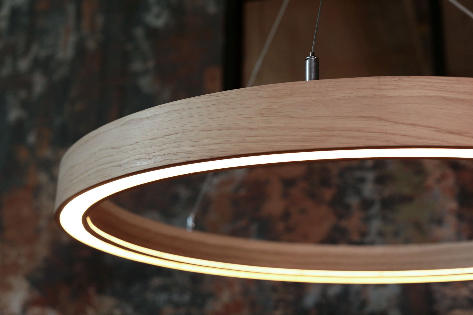 Wood hanging lamp round chandelier Wood chandelier Round Etsy