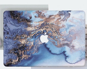 Coque Macbook Pro 16 pouces marbrée bleue Macbook Air 13 pouces marbrée Coque Macbook Pro 13 pouces marbrée peintures Coque Macbook Pro 15 pouces DE0031