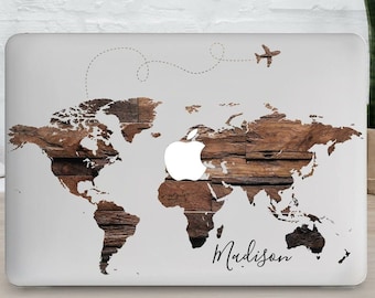 World Map Macbook Pro 16 2023 Case Macbook Air 13 M2 Cover Wooden Macbook Pro 13 Inch Case Personalized Macbook Pro 14 M2 Cover AND2041