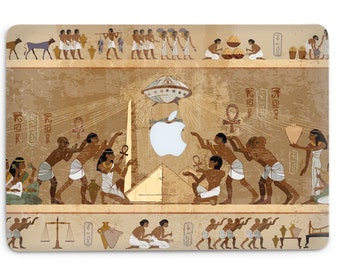 Étui rigide extraterrestre égyptien antique pour Macbook Pro 13-16 15 pouces M1/M2 Art Egypte Macbook étui vintage Macbook Pro 16 pour homme peint en pierre TH0003