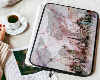 Marble Art Laptop Sleeve Air 13 2020 Soft Zip Bag Travel Design Laptop Carrying Bag 15 pouces Housse de protection World Cities Laptop Bag ZZC0234