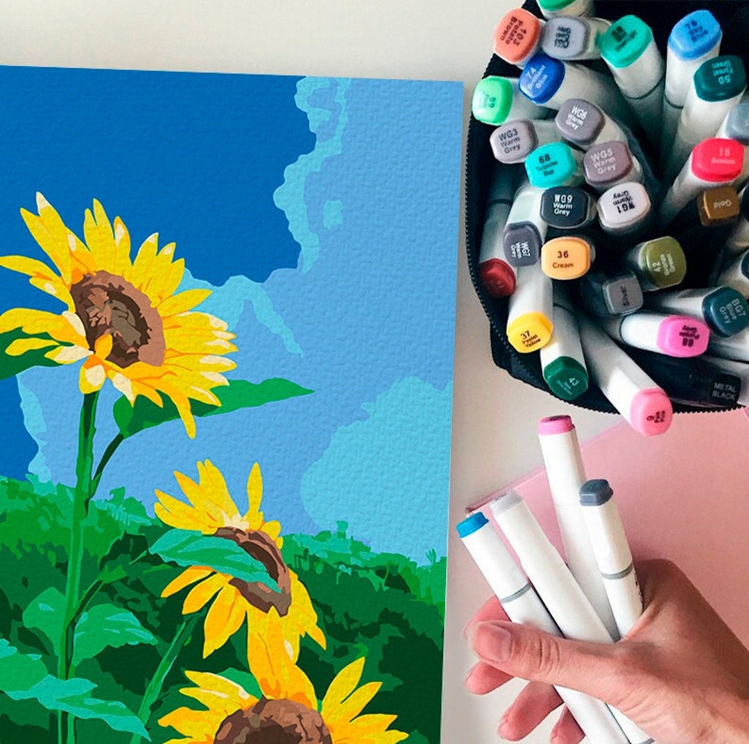 Sunflower / DIY Painting / Sunflower Paint by Number Kit / Color by ...