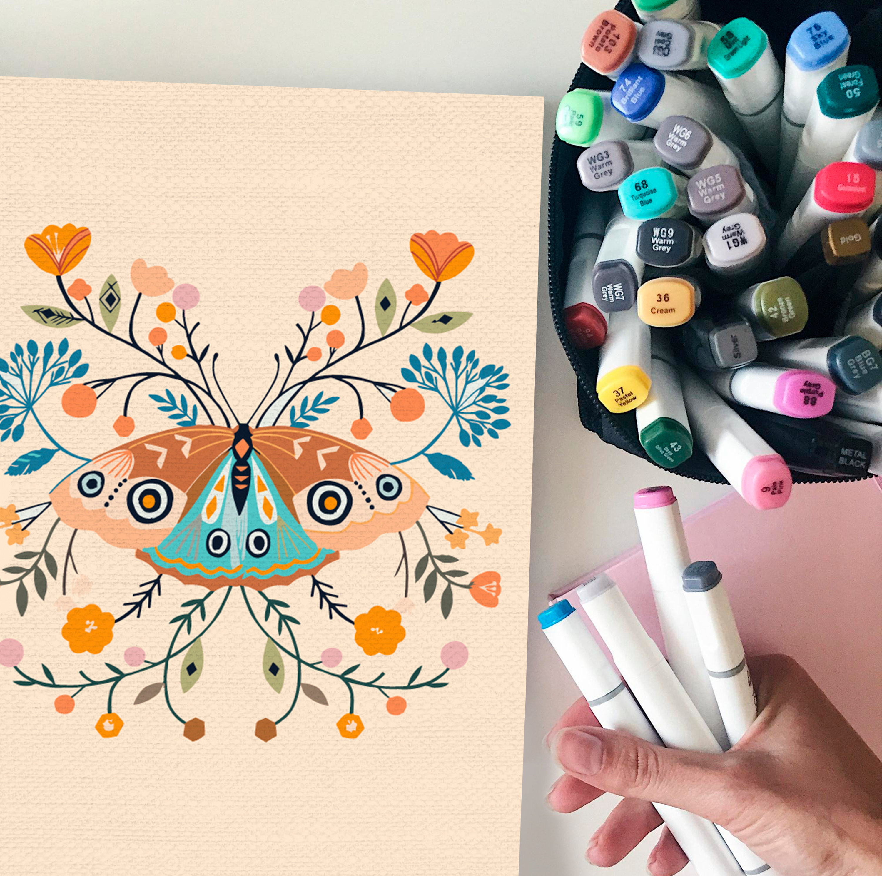 Floral Butterfly/ DIY Painting/butterfly Paint by Numbers Kit / Floral