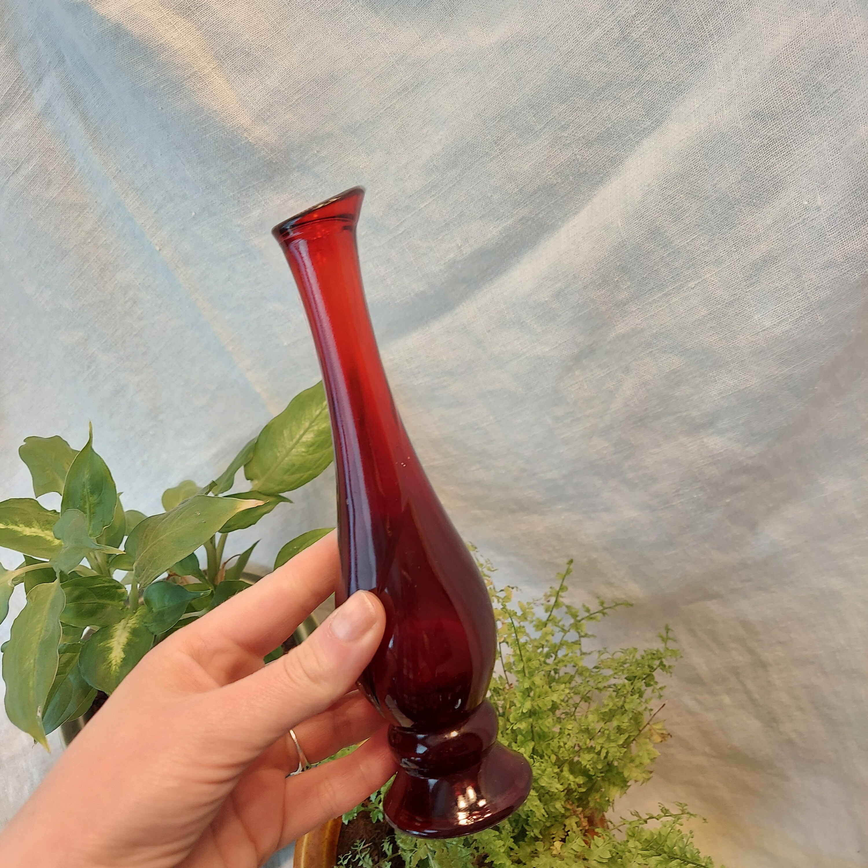 1970s Vintage Avon Ruby Red Glass Bud Vase Etsy