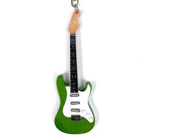 Electric Guitar Keychain, Green