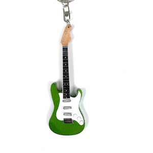 Electric Guitar Keychain, Green