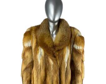 RED FOX 7/8 Coat, Plus Size 2XL, Made in Paris, Certified Vintage Fur w/Storage Bag and Appraisal