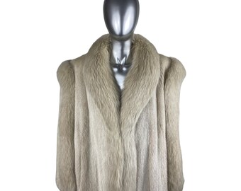 Blush MINK Coat w/Blush FOX Trim, Size XL, Certified Vintage Fur w/Storage Bag and Appraisal