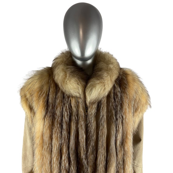 Crystal Fox Vest w/Suede Sleeves, Size XL, Certif… - image 7