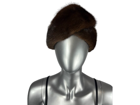 Mahogany MINK Turban Hat, Size M/L- 23”, Certifie… - image 1