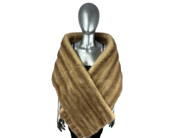 Autumn Haze MINK Straight Stole, Wrap, OSCAR de La RENTA Designer, 72” L, Certified Vintage Fur w/Storage Bag